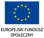 Flaga UE z podpisem Europejskiego Funduszu Społecznego
